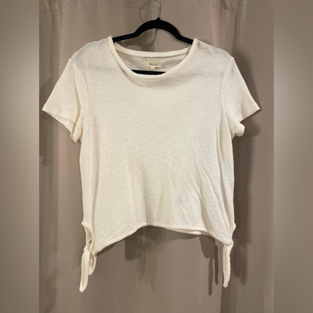 Madewell White Short Sleeve Tie-Hem Tee